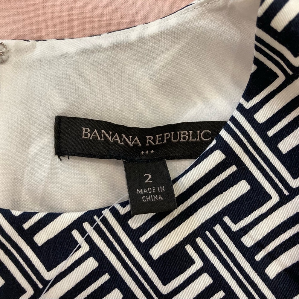 Banana Republic navy and white sheath tank bodycon dress career office occasion - Picture 9 of 16